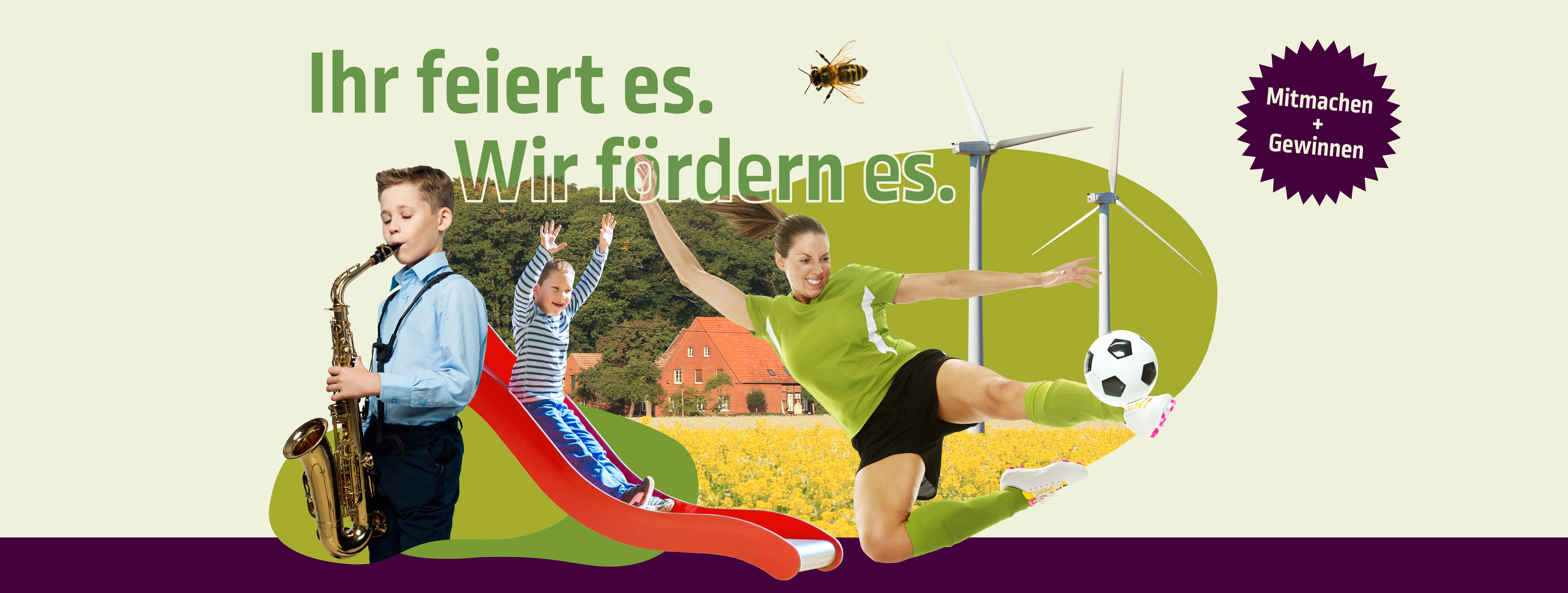 Illustration, die verschiedene Aktivitäten kombiniert, wie Sport und Musik.