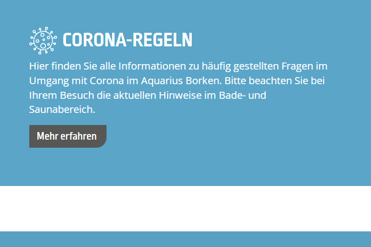 Das Bild zeigt eine kurze Information zu den "Corona-Regeln" in einem modernen Design. 